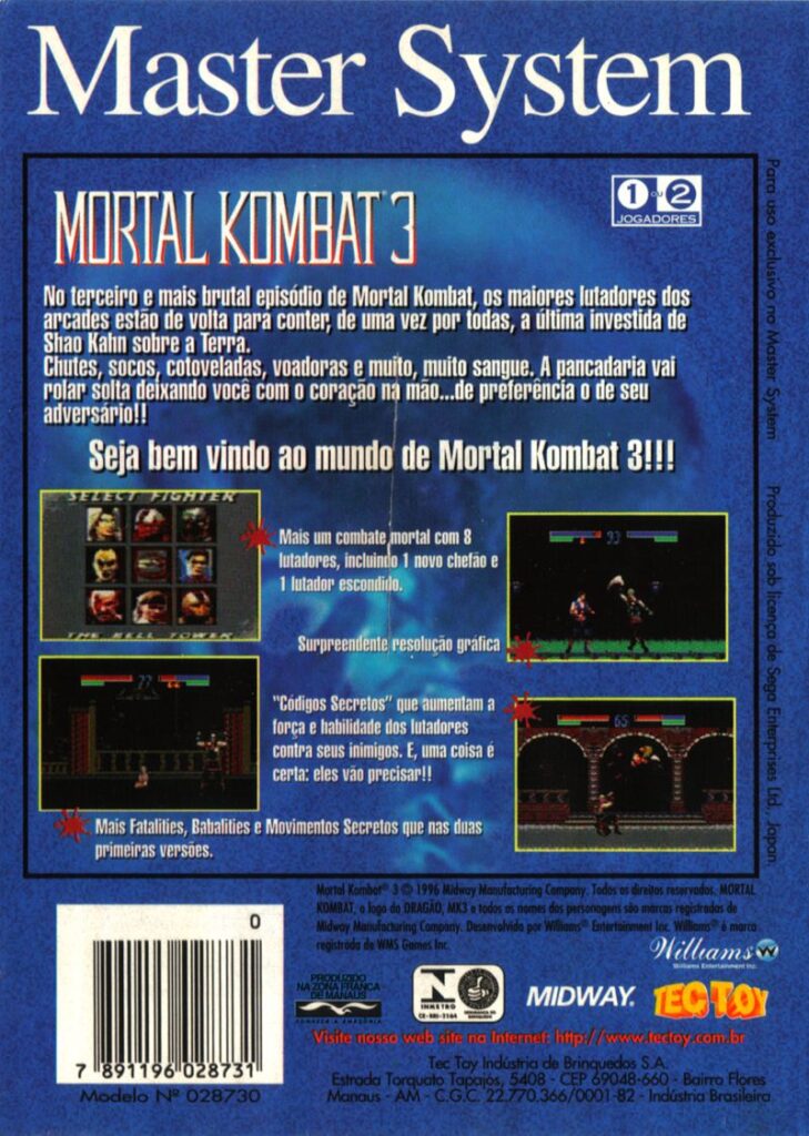 Tano-Pro. somente codígos Ultimate Mortal Kombat 3 Sega